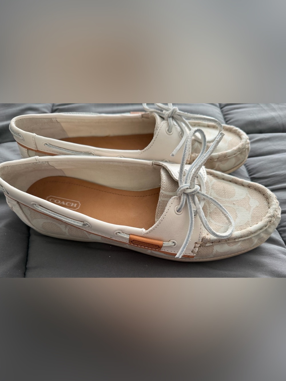 Coach Women’s Canvas Leather Boat Shoe Style Loafers, Size 9